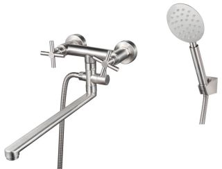 Смеситель для ванны с душем РМС SUS124-140P нержавеющая сталь